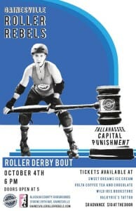 Gainesville Roller Rebels vs. Tallahassee bout advertisement October 4