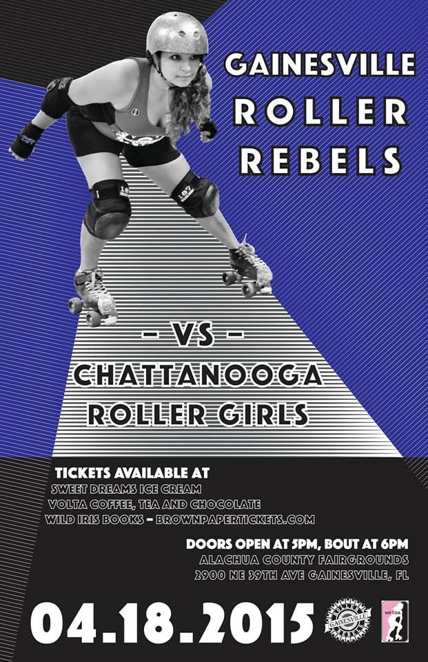 Gainesville Roller Rebels vs. Chattanooga Roller Girls home bout April 18 advertisement