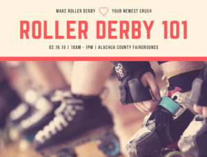 advertisment for Roller Derby 101 featuring roller skates